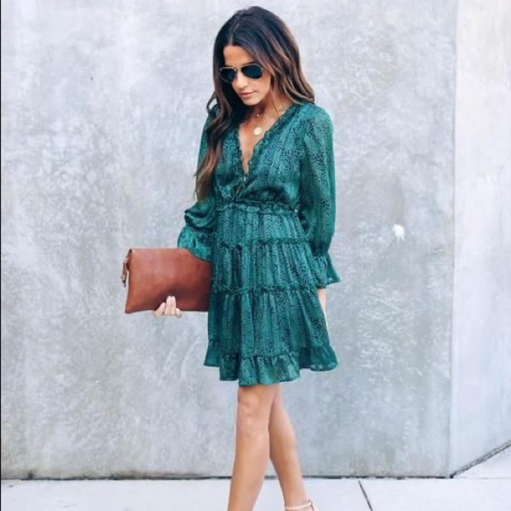 Vici Backwoods Printed Tiered Ruffle Dress